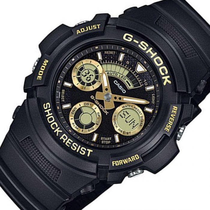 Casio G-Shock Standard Analog-Digital Black x Gold Accents Watch AW591-2ADR - Diligence1International