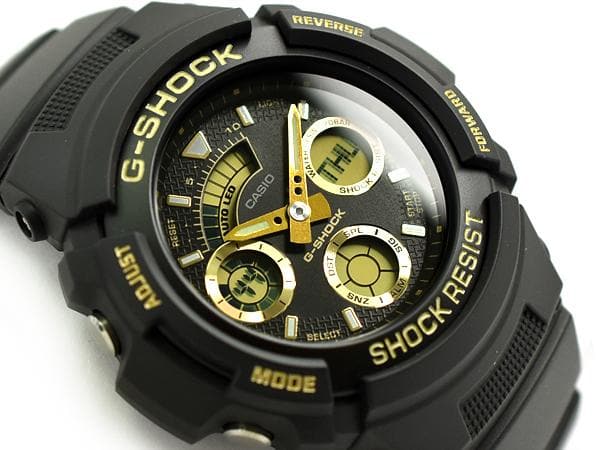 Casio G-Shock Standard Analog-Digital Black x Gold Accents Watch AW591-2ADR - Diligence1International