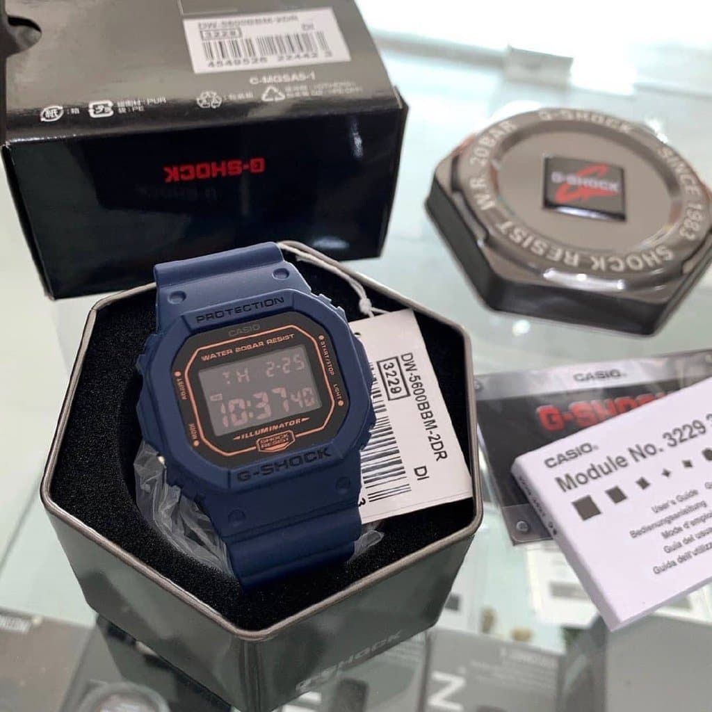 Casio G-Shock Standard Digital Blue Marvel Matte Blue x Black LCD Watch DW5600BBM-2DR - Diligence1International
