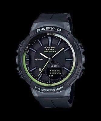 Casio Baby-G BGS Step Tracker Analog-Digital Black x Neon Green Accents Watch BGS100-1ADR - Diligence1International