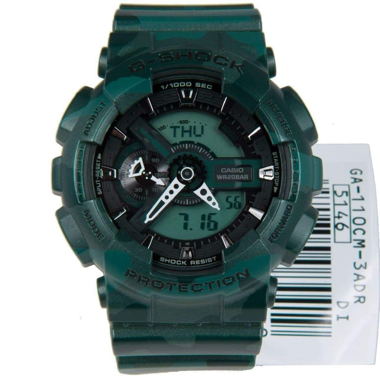 Casio G-Shock GA110 Series Military Green Camo Black Dial Watch GA110CM-3ADR - Diligence1International