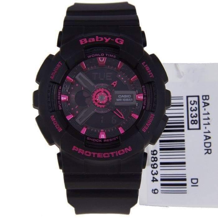 Casio Baby-G Neon Colors Anadigi Black x Pink Accents Watch BA111-1ADR - Diligence1International