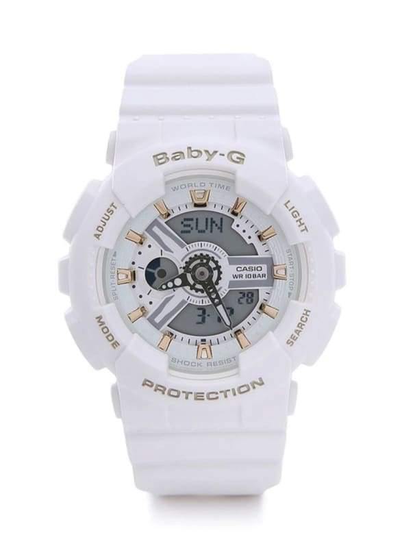 Casio Baby-G BA-110 Series Analog-Digital White x Matte Ecru x Gold Accents Watch BA110GA-7A1DR - Diligence1International