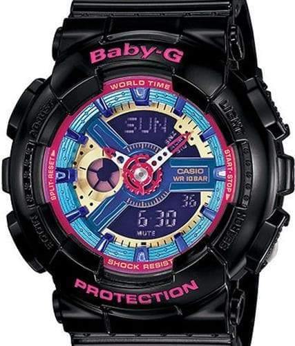 Casio Baby-G BA110 Series Anadigi Neon Color Black x Multicolor Dial Watch BA112-1ADR - Diligence1International