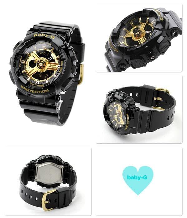 Casio Baby-G BA-110 Black & Gold Series Analog-Digital Black x Gold Dial Watch BA110-1ADR - Diligence1International