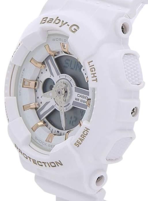 Casio Baby-G BA-110 Series Analog-Digital White x Matte Ecru x Gold Accents Watch BA110GA-7A1DR - Diligence1International