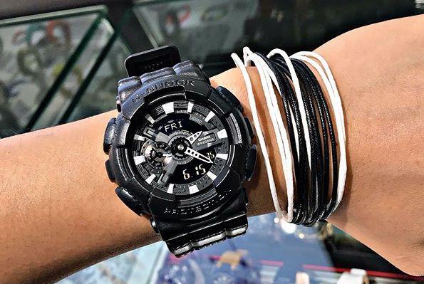Casio G-Shock Black Out Leather Texture Series Anadigi Black Watch GA110BT-1ADR - Diligence1International