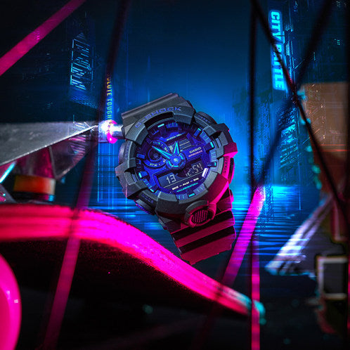 Casio G-Shock Anadigi Virtual Reality Blue Violet x Black Watch GA700VB-1ADR