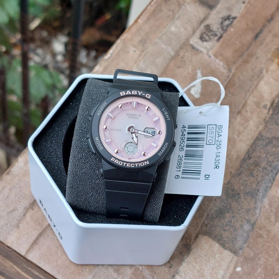 Casio Baby-G Beach Anadigi Traveler Series Pink Dial Black Watch BGA-250-1A3DR