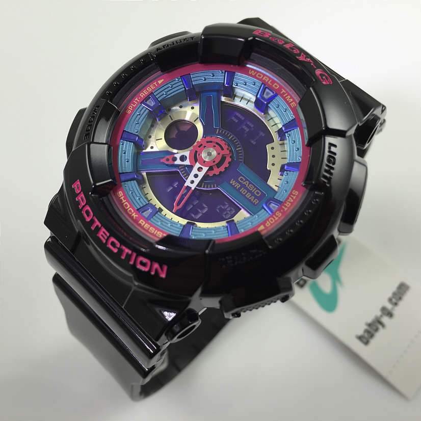 Casio Baby-G BA110 Series Anadigi Neon Color Black x Multicolor Dial Watch BA112-1ADR - Diligence1International