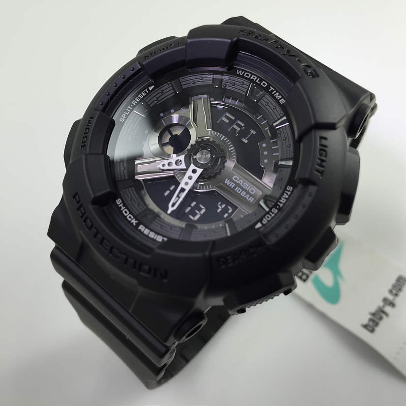 Casio Baby-G BA110 Series Anadigi All Black Stealth Series Watch BA110BC-1ADR