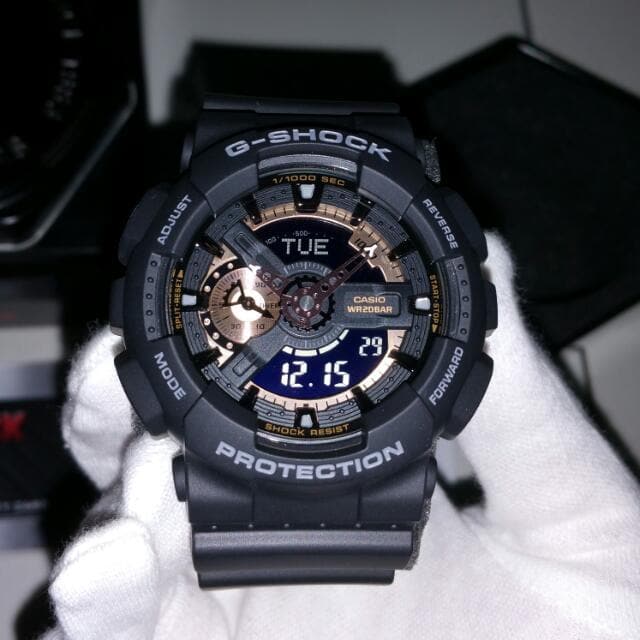 Casio G-Shock Black Stealth Series Analog-Digital Black x Rose Gold x Gray Accents Watch GA110RG-1ADR - Diligence1International