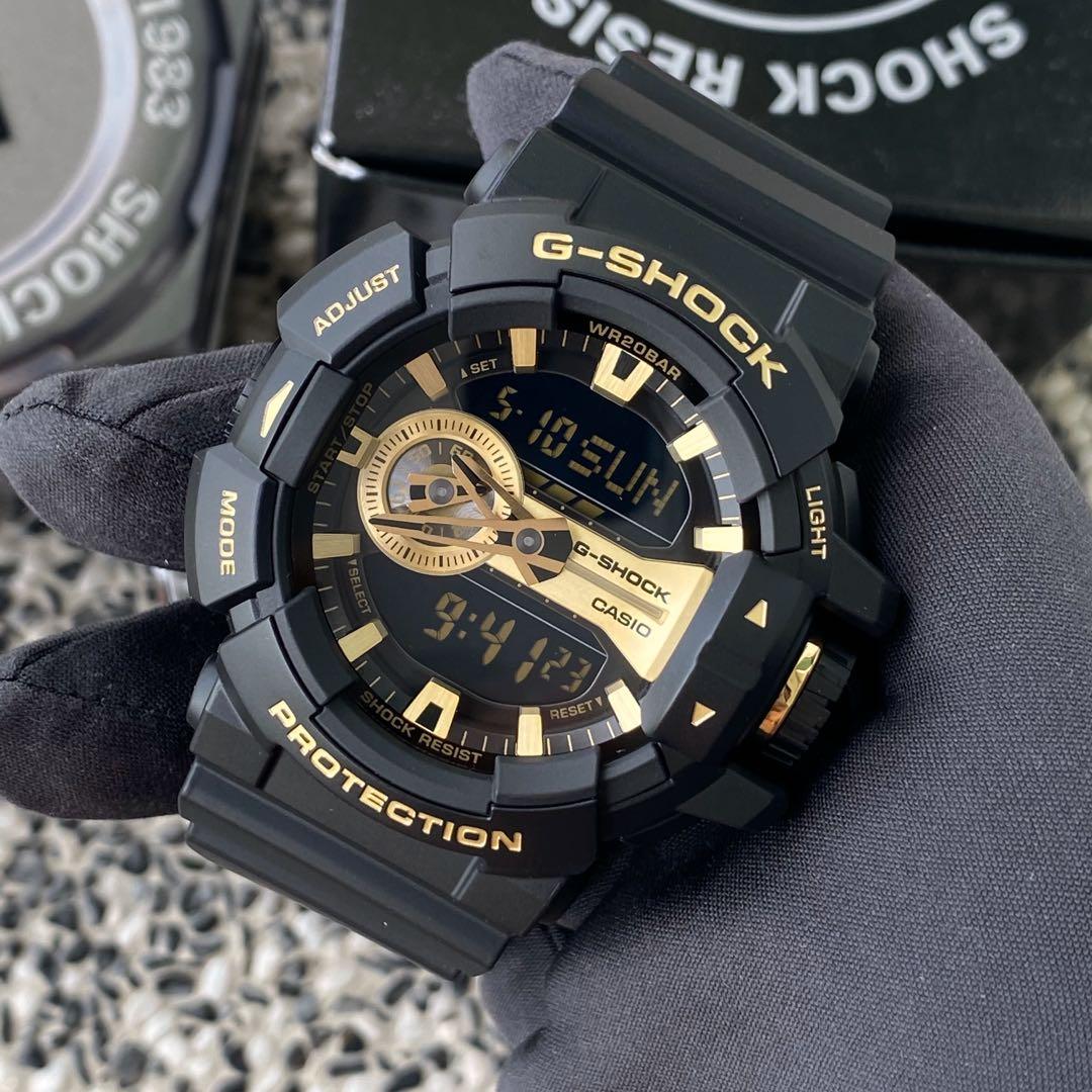 Casio G-Shock Big Case Anadigi Black x Gold Tone Accents Watch GA400GB-1A9DR