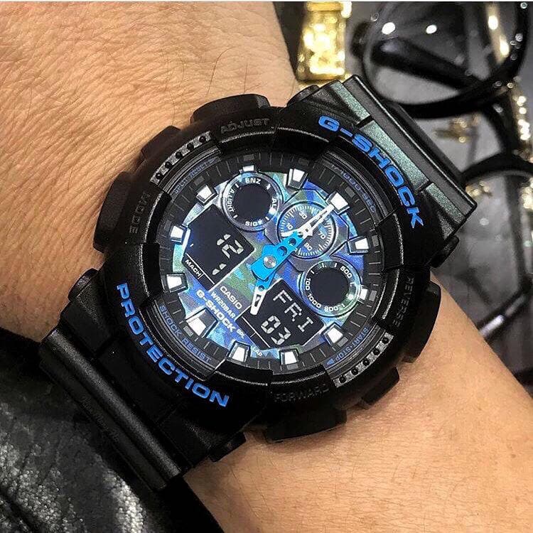 Casio G-Shock Military Blue Camo Camouflage Print Dial Watch GA100CB-1ADR - Diligence1International