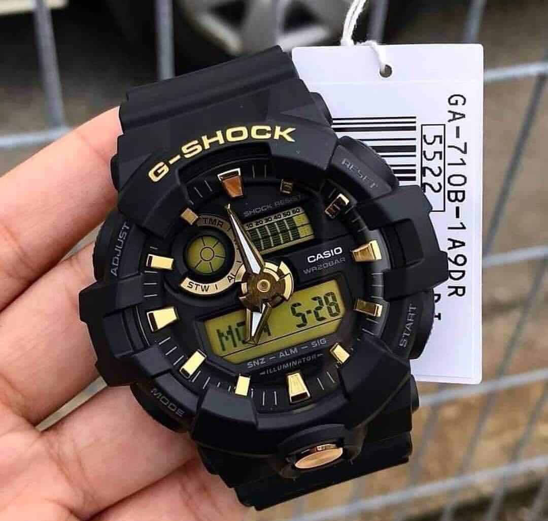 Casio G-Shock Analog-Digital Black x Gold Accents Watch GA710B-1A9DR - Diligence1International