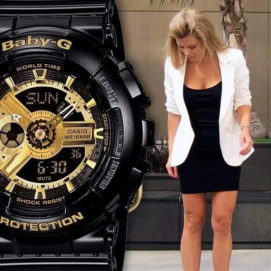Casio Baby-G BA-110 Black & Gold Series Analog-Digital Black x Gold Dial Watch BA110-1ADR - Diligence1International