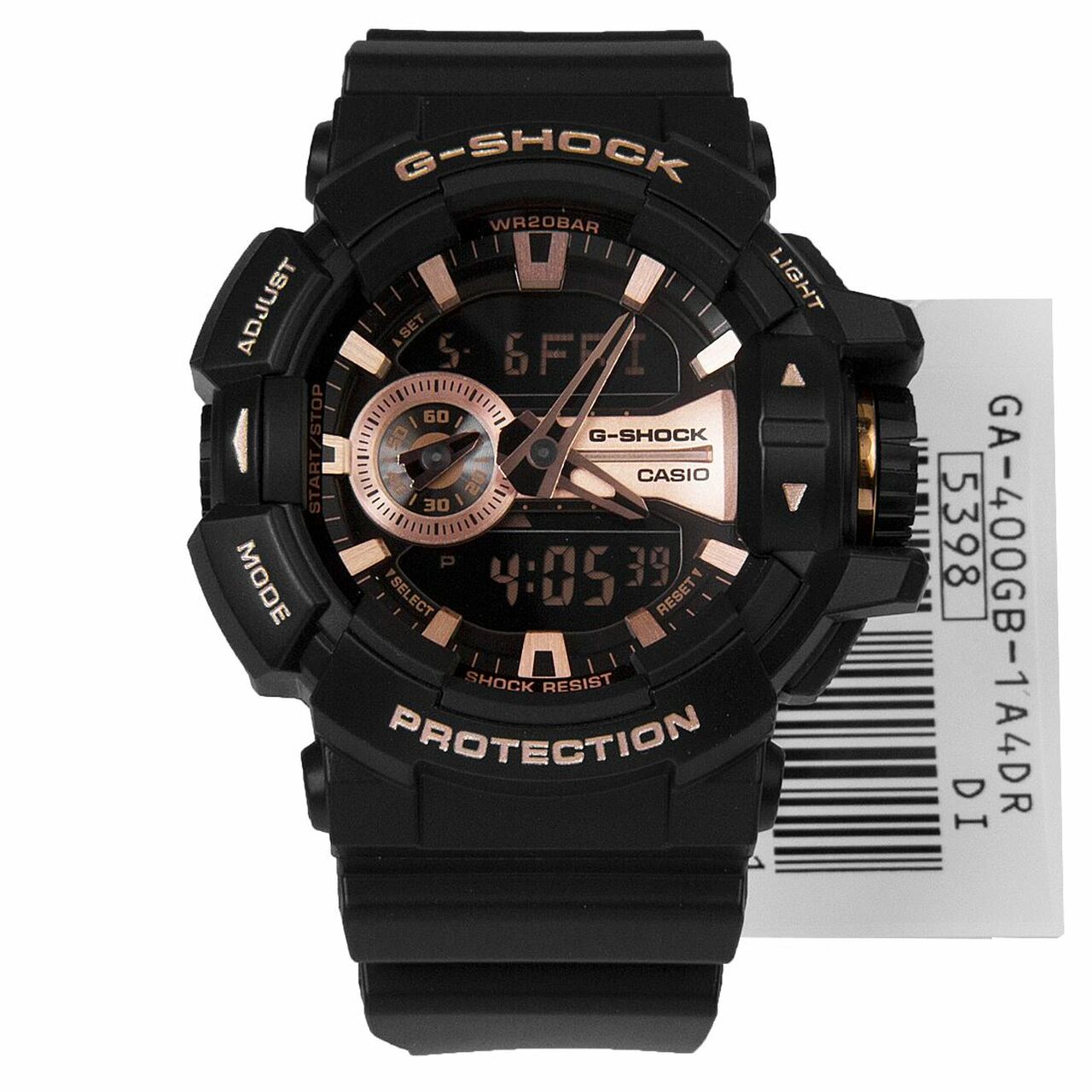 Casio G-Shock Big Case Analog-Digital Black x Rose Gold Tone Accents Watch GA400GB-1A4DR