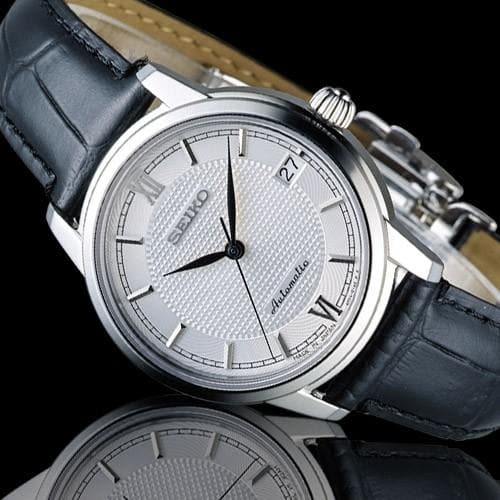 Seiko JAPAN Made Pre- Presage Silver Dial Ladies' Black Leather Strap Watch SRP861J1 - Diligence1International