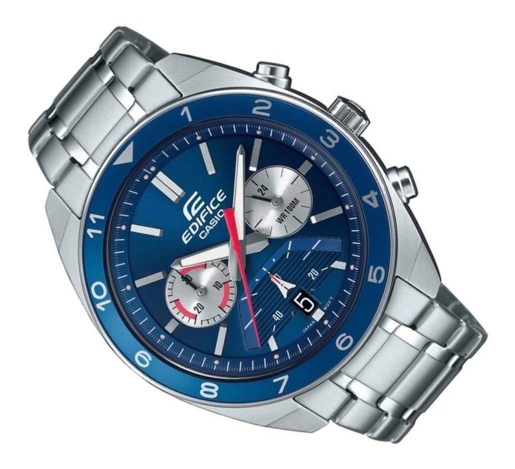 Casio Edifice Chronograph Blue Dial Men's Stainless Steel Watch EFV-590D-2AV - Diligence1International