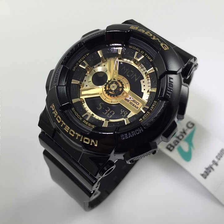 Casio Baby-G BA-110 Black & Gold Series Analog-Digital Black x Gold Dial Watch BA110-1ADR - Diligence1International