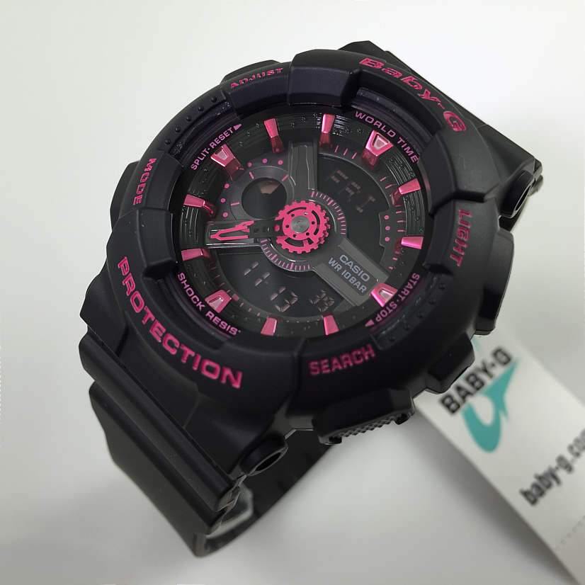 Casio Baby-G Neon Colors Anadigi Black x Pink Accents Watch BA111-1ADR - Diligence1International
