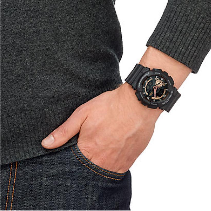 Casio G-Shock Black Stealth Series Analog-Digital Black x Rose Gold x Gray Accents Watch GA110RG-1ADR - Diligence1International