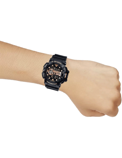 Casio G-Shock Big Case Analog-Digital Black x Rose Gold Tone Accents Watch GA400GB-1A4DR