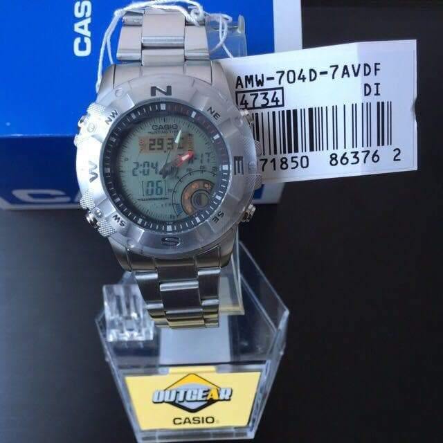 Casio Outgear Hunting Timer Moon Phase Anadigi Stainless Steel Watch AMW-704-7AV - Diligence1International