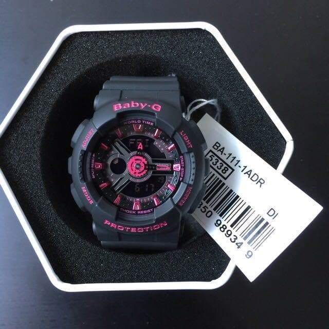 Casio Baby-G Neon Colors Anadigi Black x Pink Accents Watch BA111-1ADR - Diligence1International