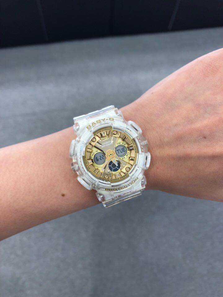 Casio Baby-G Anadigi Metallic Gold Clear Jelly RIEHATA Watch BA130CVG-7ADR
