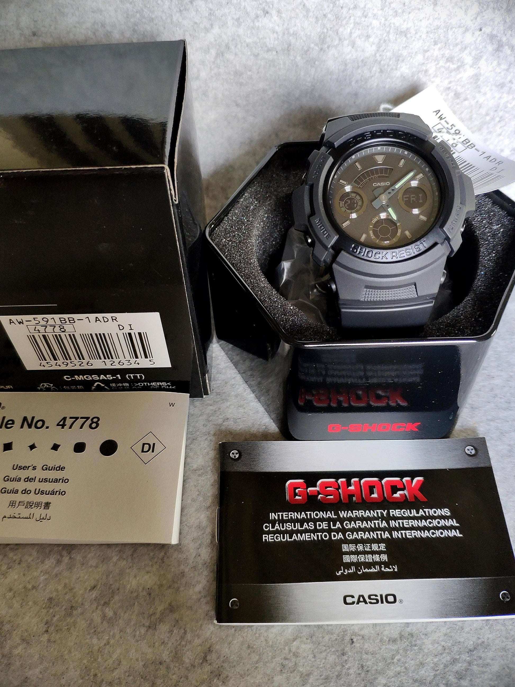 Casio G-Shock Black Stealth Series Analog-Digital ALL Black Watch AW591BB-1ADR - Diligence1International