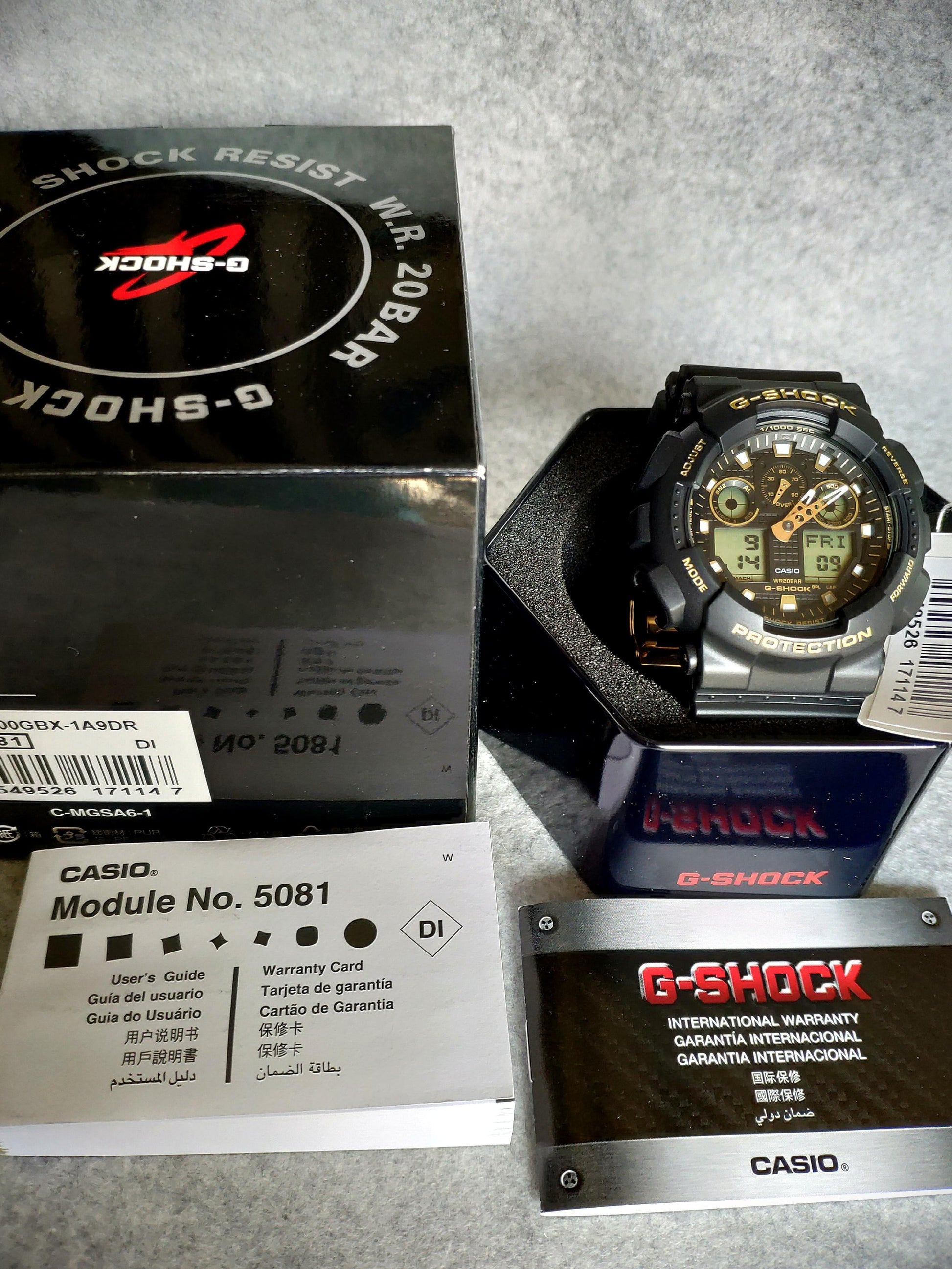 Casio G-Shock Analog-Digital Black x Gold Accents Watch GA100GBX-1A9DR - Diligence1International