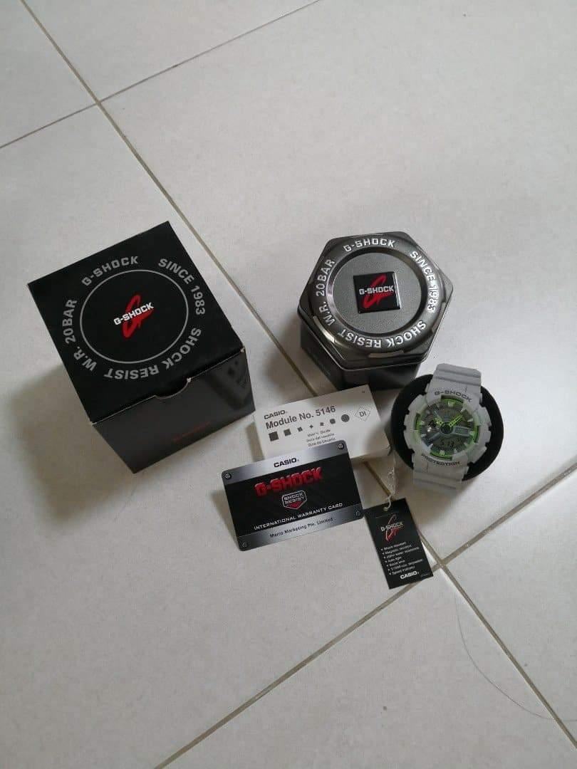 Casio G-Shock GA110 Series Anadigi Neon Color Dr. Doom Grey Hulk Watch GA110TS-8A3DR - Diligence1International