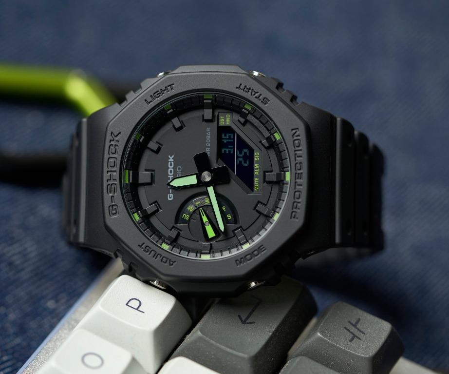 Casio G-Shock Carbon Core Guard Black x Neon Green AP CasiOak Watch GA2100-1A3DR