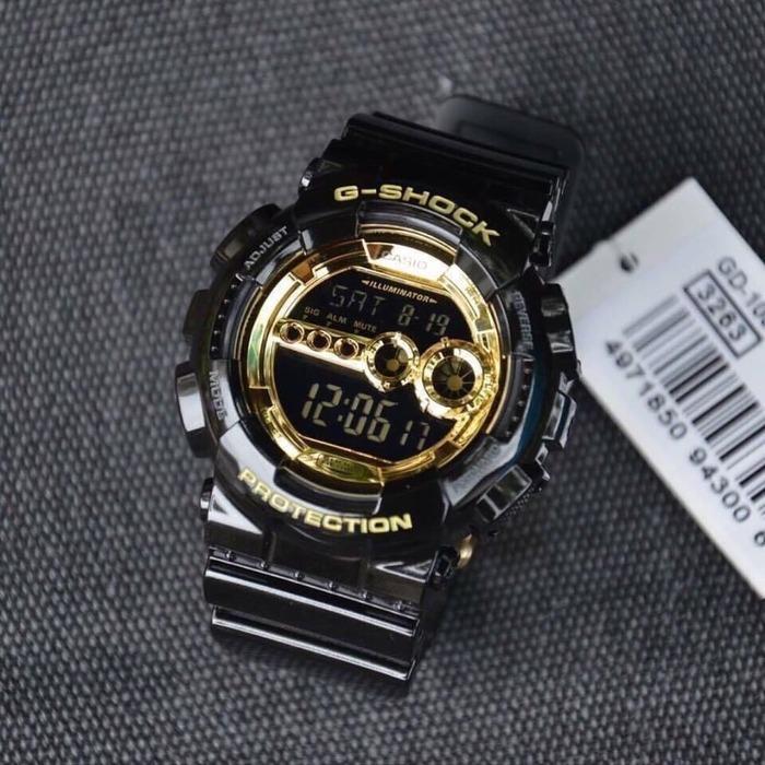 Casio G-Shock Big Case Digital Black x Gold Dial Watch GD100GB-1DR