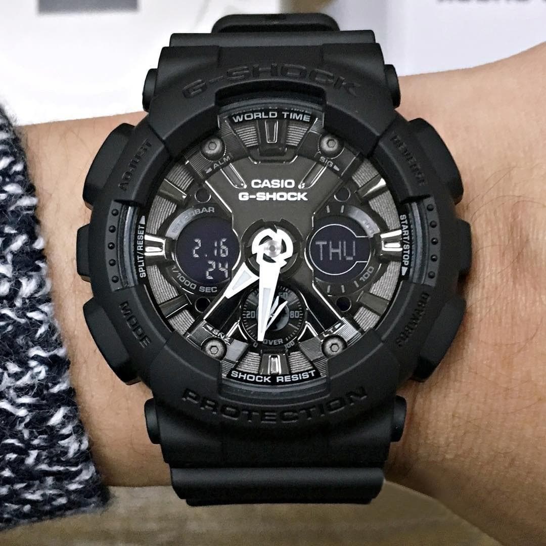 Casio G-Shock Black Stealth Series Anadigi Black Metallic Face Ladies' Watch GMAS120MF-1ADR - Diligence1International