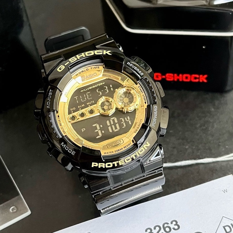 Casio G-Shock Big Case Digital Black x Gold Dial Watch GD100GB-1DR