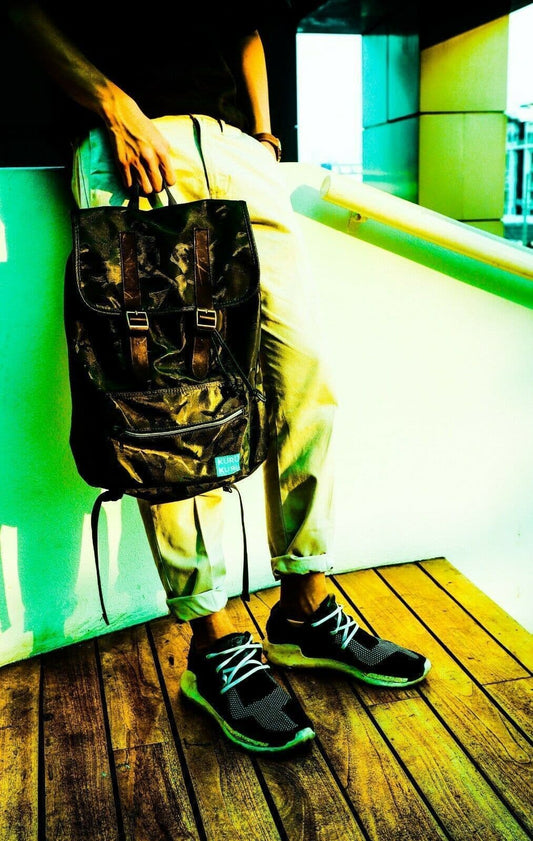Kuru Kuru クールクール Throb Backpack Bag Camo Green Twill VM-81010