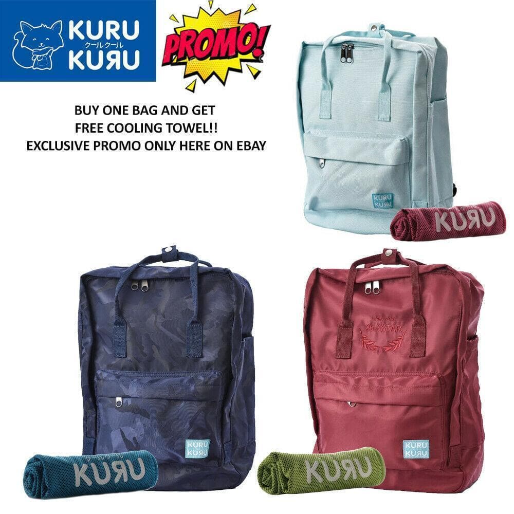 Kuru Kuru クールクール Travel Light Classic Backpack Bag + Free P399 Magic Cooling Towel