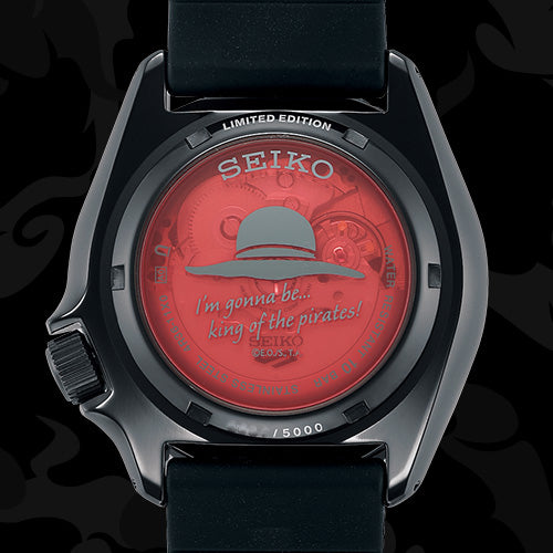 Seiko 5 Sports 100M One Piece x Luffy LE Automatic Men's Watch Black x Red Dial SRPH65K1