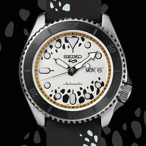 Seiko 5 Sports 100M One Piece x Trafalgar Law LE Automatic Men's Watch White Dial Rubber SRPH63K1