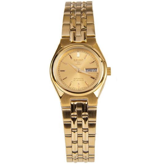 Seiko 5 Classic Ladies Size Gold Dial Gold Plated Stainless Steel Strap Watch SYMA04K1 - Diligence1International