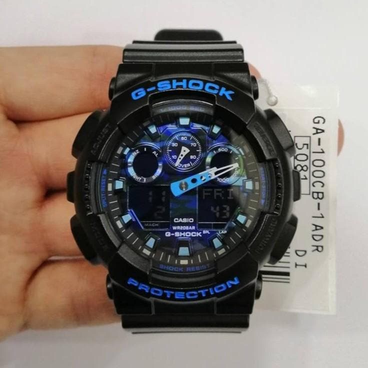 Casio G-Shock Military Blue Camo Camouflage Print Dial Watch GA100CB-1ADR - Diligence1International