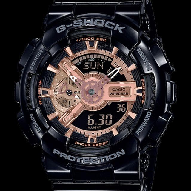 Casio G-Shock X-Large Series Anadigi Rose Gold Dial Glossy Black Watch GA100GBX-1A4DR - Diligence1International