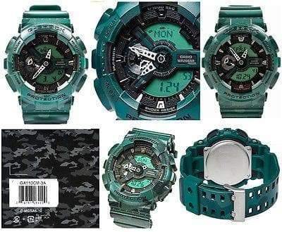 Casio G-Shock GA110 Series Military Green Camo Black Dial Watch GA110CM-3ADR - Diligence1International