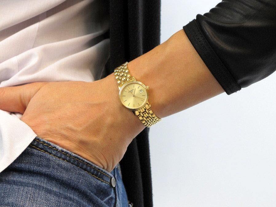 Tissot Swiss Made T-Classic Desire All Gold Plated Ladies' Watch T52.5.281.21 - Diligence1International