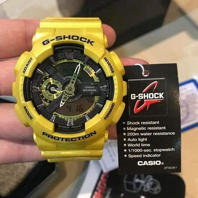 Casio G-Shock GA110 Neo Metallic Series Anadigi Standard Color Yellow Watch GA110NM-9ADR - Diligence1International