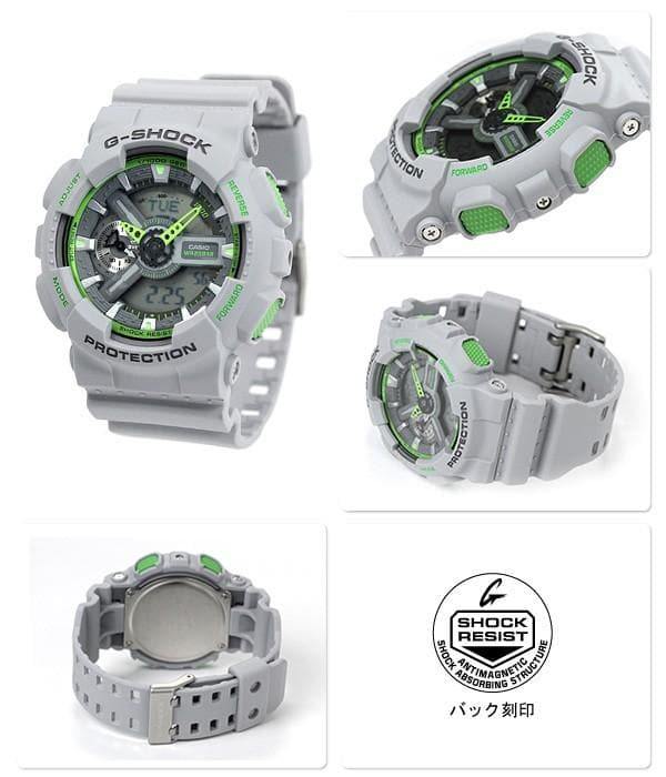 Casio G-Shock GA110 Series Anadigi Neon Color Dr. Doom Grey Hulk Watch GA110TS-8A3DR - Diligence1International