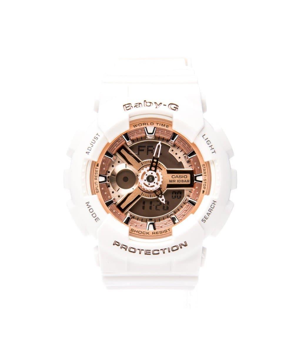 Casio Baby-G BA110 Series Analog-Digital White x Rose Gold Dial Watch BA110-7A1DR - Diligence1International