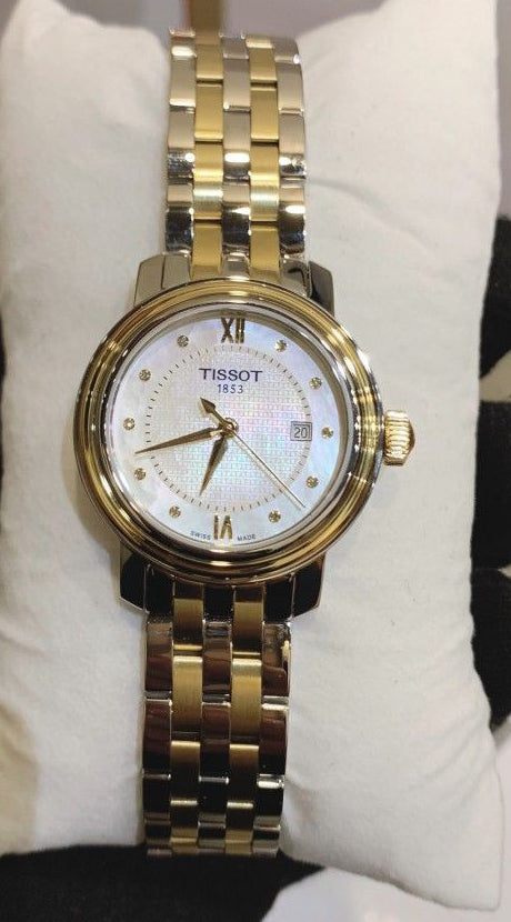 Tissot Swiss Made T-Classic Bridgeport 2 Tone Gold Plated MOP Ladies' Watch T0970102211600